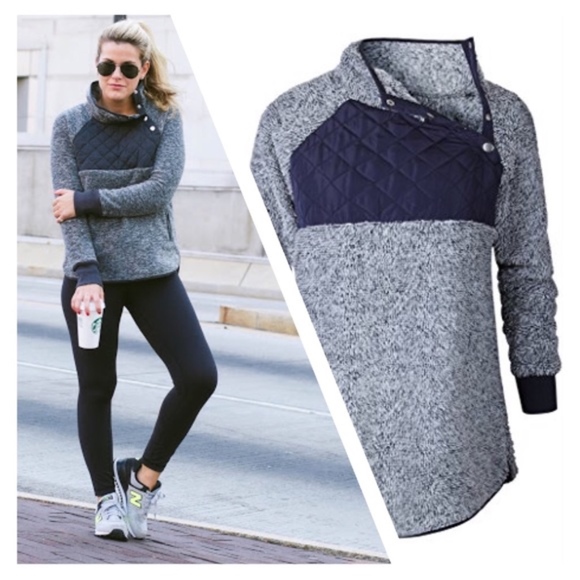 Sweaters - Pullover Sweater With Asymmetrical Button Collar
